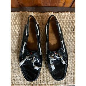 Hunter boots slip on patent leather boat deck shoes size 7.5